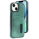 İphone 15 Sara Kartvizitli Deri Kılıf - Yeşil-1