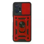 Xiaomi Redmi Note 12 5g Kılıf Pars Lens Yüzüklü Silikon - Kırmızı-1