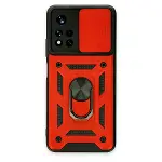 Xiaomi Redmi Note 11t Kılıf Pars Lens Yüzüklü Silikon - Kırmızı-1