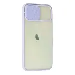 İphone 12 Kılıf Palm Buzlu Kamera Sürgülü Silikon - Lila-3