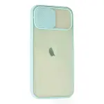 İphone 12 Kılıf Palm Buzlu Kamera Sürgülü Silikon - Turkuaz-2