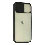 İphone 12 Kılıf Palm Buzlu Kamera Sürgülü Silikon - Siyah-2