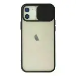 İphone 12 Kılıf Palm Buzlu Kamera Sürgülü Silikon - Siyah-1