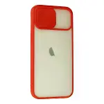 İphone 12 Kılıf Palm Buzlu Kamera Sürgülü Silikon - Kırmızı-2