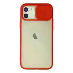 İphone 12 Kılıf Palm Buzlu Kamera Sürgülü Silikon - Kırmızı-1