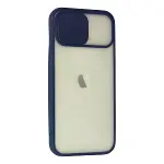 İphone 12 Kılıf Palm Buzlu Kamera Sürgülü Silikon - Lacivert-2