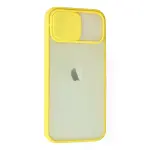 İphone 12 Kılıf Palm Buzlu Kamera Sürgülü Silikon - Sarı-2
