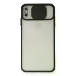 İphone Xs Max Kılıf Palm Buzlu Kamera Sürgülü Silikon - Siyah-1