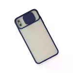 İphone Xs Max Kılıf Palm Buzlu Kamera Sürgülü Silikon - Lacivert-3