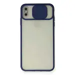 İphone Xs Max Kılıf Palm Buzlu Kamera Sürgülü Silikon - Lacivert-1