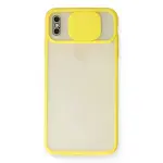 İphone Xs Max Kılıf Palm Buzlu Kamera Sürgülü Silikon - Sarı-1