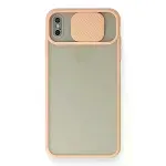 İphone Xs Max Kılıf Palm Buzlu Kamera Sürgülü Silikon - Pembe-1