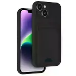 İphone 14 Kılıf Kelvin Kartvizitli Silikon - Siyah-1