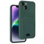 İphone 14 Kılıf Kelvin Kartvizitli Silikon - Koyu Yeşil-1