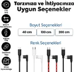 Type-C to Type-C ile Uyumlu iPhone ve Samsung ile Uyumlu Hızlı Şarj ve Data Kablosu 200 cm L Tipi Ga-2