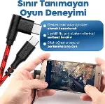 Type-C to Type-C ile Uyumlu iPhone ve Samsung ile Uyumlu Hızlı Şarj ve Data Kablosu 200 cm L Tipi Ga-5