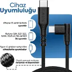 Type-C to Type-C ile Uyumlu iPhone ve Samsung ile Uyumlu Hızlı Şarj ve Data Kablosu 200 cm L Tipi Ga-6