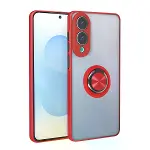 Samsung Galaxy S25 Edge Kılıf Montreal Yüzüklü Silikon Kapak - Kırmızı-1