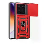 Xiaomi Mi 14t Pro Kılıf Pars Lens Yüzüklü Silikon - Kırmızı-1