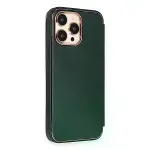 İphone 14 Pro Kılıf Dolpin Kapaklı - Koyu Yeşil-4