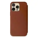İphone 14 Pro Max Kılıf Dolpin Kapaklı - Kahverengi-3