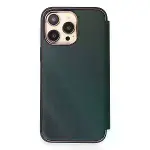 İphone 14 Pro Max Kılıf Dolpin Kapaklı - Koyu Yeşil-3