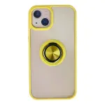 İphone 13 Kılıf Montreal Yüzüklü Silikon Kapak - Sarı-1
