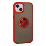 İphone 13 Kılıf Montreal Yüzüklü Silikon Kapak - Kırmızı-3