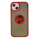 İphone 13 Kılıf Montreal Yüzüklü Silikon Kapak - Kırmızı-1