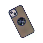 İphone 13 Kılıf Montreal Yüzüklü Silikon Kapak - Lacivert-2