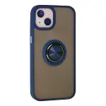İphone 13 Kılıf Montreal Yüzüklü Silikon Kapak - Lacivert-3