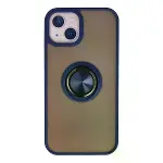 İphone 13 Kılıf Montreal Yüzüklü Silikon Kapak - Lacivert-1