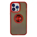 İphone 13 Pro Kılıf Montreal Yüzüklü Silikon Kapak - Kırmızı-1