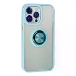 İphone 13 Pro Max Kılıf Montreal Yüzüklü Silikon Kapak - Buz Mavi-3