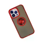 İphone 13 Pro Max Kılıf Montreal Yüzüklü Silikon Kapak - Kırmızı-2