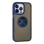 İphone 13 Pro Max Kılıf Montreal Yüzüklü Silikon Kapak - Lacivert-3