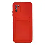 Xiaomi Pocophone M3 Kılıf Kelvin Kartvizitli Silikon - Kırmızı-1