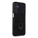 Samsung Galaxy M34 5g Kılıf Pars Lens Yüzüklü Silikon - Siyah-2