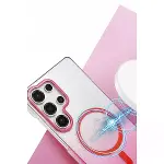 Samsung Galaxy S23 Ultra Glossy Magsafe Kapak - Pembe-2