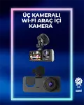 1080p Ön + 720p Arka & İç Kamera – Suya Dayanıklı Araç Güvenlik Kamerası-1
