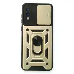 Samsung Galaxy A02 Kılıf Pars Lens Yüzüklü Silikon - Gold-1