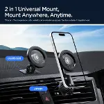 Mag Fit MTF13-1 2in1 MagSafe Uyumlu Araç İçi Torpido ve Havalandırma Telefon Tutucu (Uzun) Koyu Gri-2