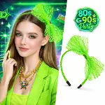 80’ler 90’lar Neon Yeşil Dantel Taç Fiyonklu-1