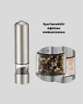 Modern Otomatik Baharat Öğütücü Seti – Pilli, Paslanmaz Çelik, LED Aydınlatmalı-4