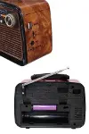 Bluetooth Hoparlör Ahşap Renk Vintage Işıklı Nostaljik Radyo Fm Ahşap Görünümlü-4