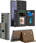 Samsung Galaxy S25 Ultra ile Uyumlu Kılıfı Kartlıklı Stand Olabilen M-Safe Şarj Özellikli Kamera Len-5