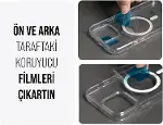 iPhone için Kılıf Kamera Korumalı Magsafe Wireless Şarj Özellikli Şeffaf Renkli Kılıf (iPhone 13/14-6