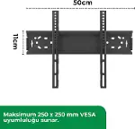 HDX8704 Sabit TV Askı Aparatı 43-60 İnç Orta ve Büyük Ekran Duvara Montaj Aparatı - 50 Kg Taşıma Kap-4