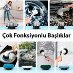 9'u 1 Arada Çok Amaçlı Kablosuz Şarjlı Temizlik Fırçası IP67 Yıkanabilir Başlık-2