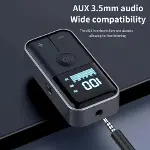2’si 1 Arada Bluetooth 5.4 Ses Alıcı & Verici – 3.5mm AUX, TF Kart Çalar, LED Ekranlı Kablosuz Adapt-1